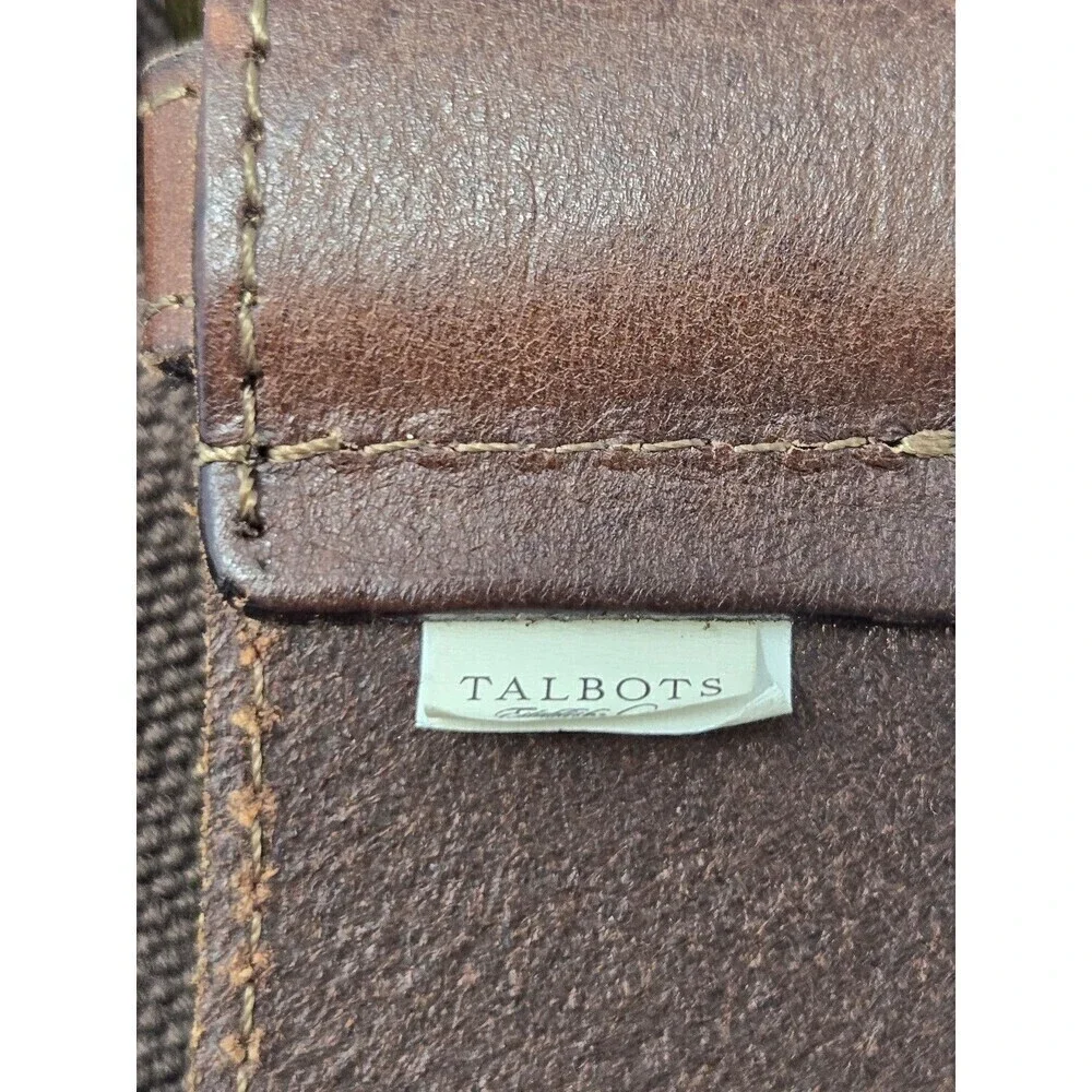 TALBOTS WIDE STRETCH LEATHER STATEMENT BELT COCO BROWN BRASS BUCKLE WOMEN OS